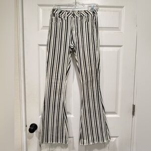 Rock N Roll Denim Striped High-Rise Flares